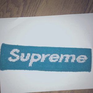 Supreme x New Era  headband - reflective teal
